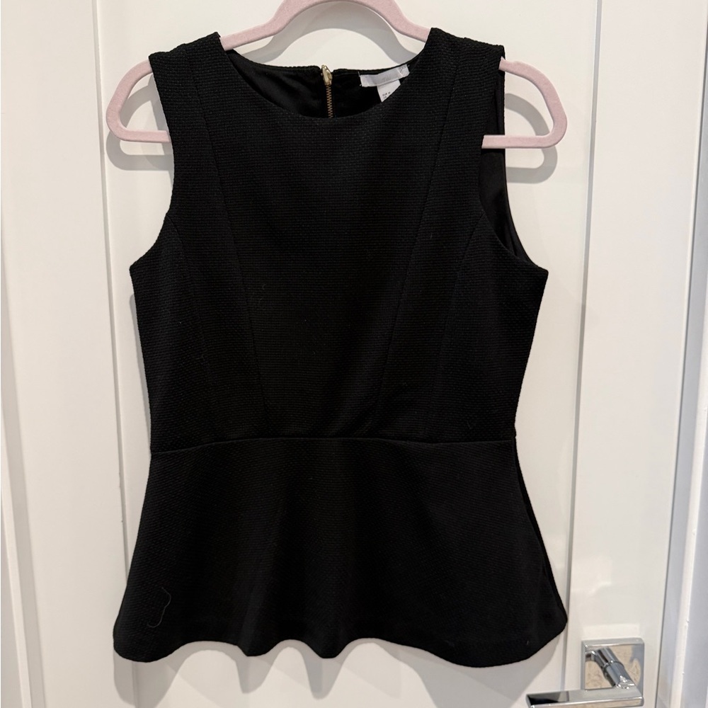 Zara Black Sleeveless Top boat neck ZW Collection cotton blend size NWT M